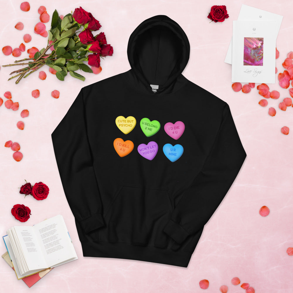 Psychopath Candy Hearts Unisex Hoodie