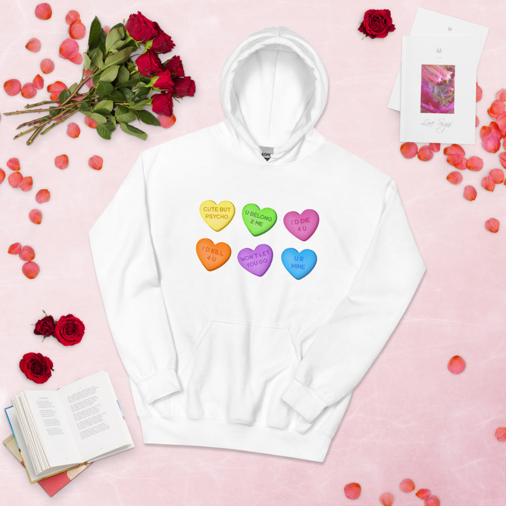 Psychopath Candy Hearts Unisex Hoodie