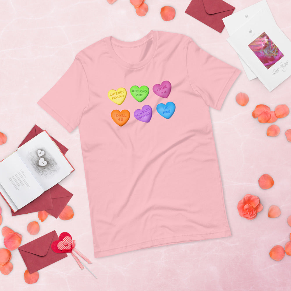 Psychopath Candy Hearts Unisex T-Shirt