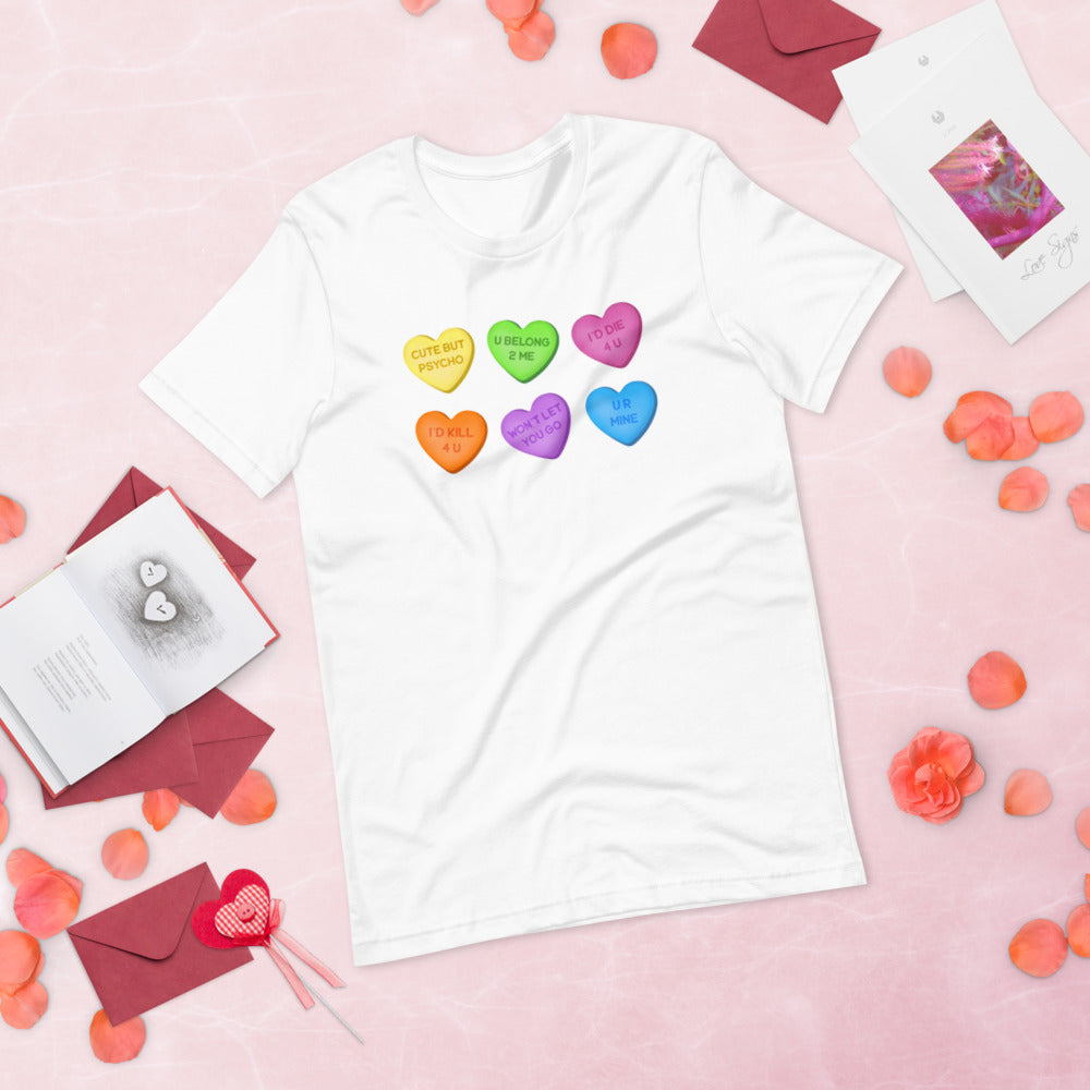 Psychopath Candy Hearts Unisex T-Shirt